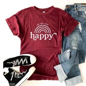 “Go get your happy” Vintage Wash Tee- Size 3X